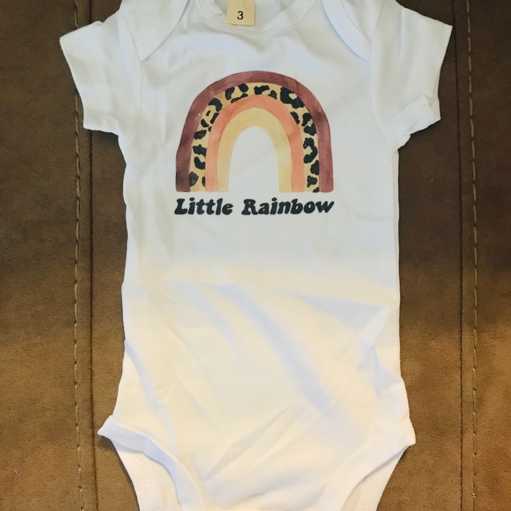 Boutique Leopard rainbow baby onesie 0-3 months